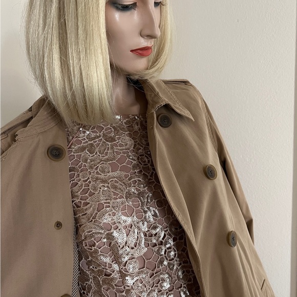 Aidan Mattox Rose Gold Mini Sequin Lace Mesh Cocktail Party Evening Dress 12 - Picture 13 of 16